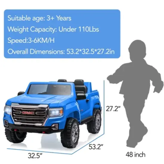 Acekool 24V 2-Seater Licensed GMC Ride On Truck Car with Remote, LED Lights, MP3, 2x200W Motors & Large Seat, Battery Powered Kids Car image {1}