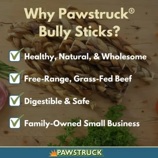 Pawstruck Natural 5" Braided Bully Sticks for Dogs - Grain-Free Rawhide-Free Single Ingredient Chew Treat Supports Dental Health image {1}