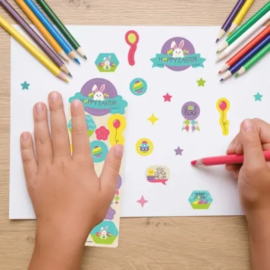 Big Dot of Happiness Hippity Hoppity - Easter Bunny Party Favor Kids Stickers - 16 Sheets - 256 Stickers image {5}