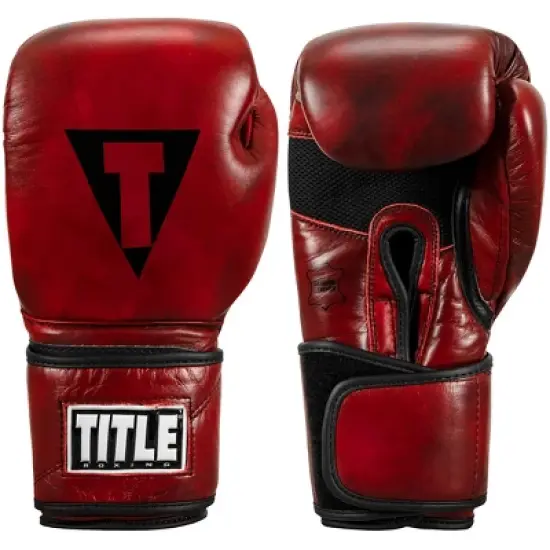 Title Boxing Blood Red Leather Hook and Loop Training Gloves - Red image {8}