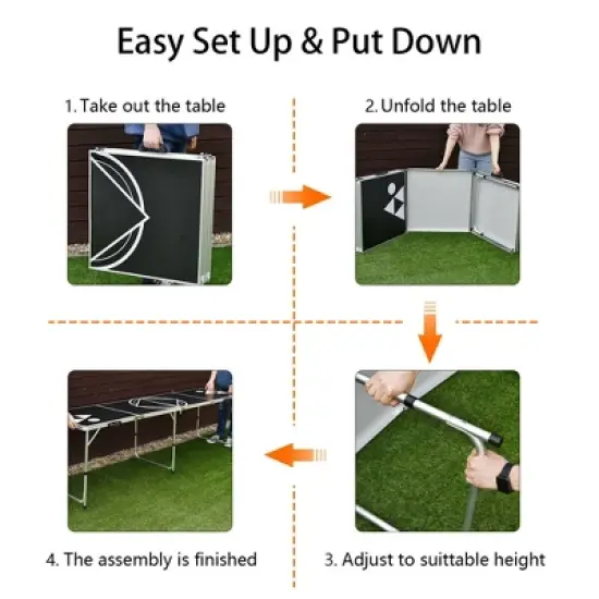 Costway 8 Foot Beer Pong Table Portable Party Drinking Game Table Tailgate Table image {8}