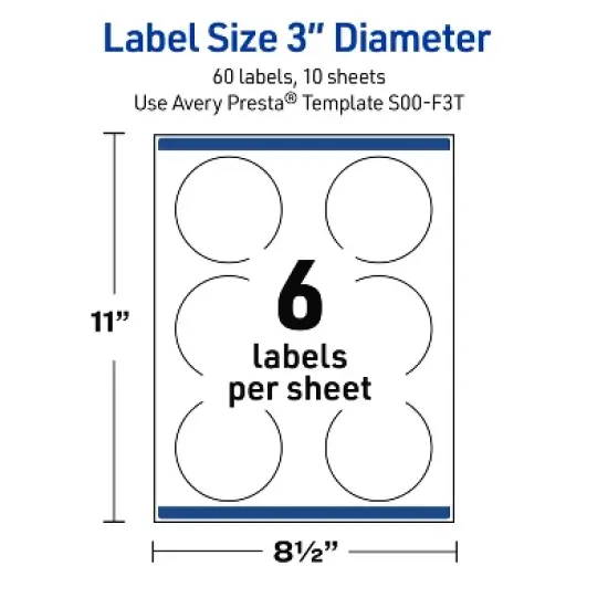 Avery Round Labels, Watercolors Design, 3" Diameter, 60ct image {4}