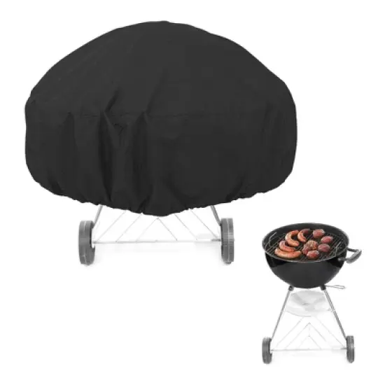 Unique Bargains Dustproof Fire pit stove Dust Cover 33.46"x33.46"x15.75" Black 1 Pc image {1}