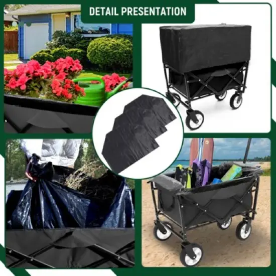 FATMOON Collapsible Foldable Beach Wagon Cart with Strapping System & 3pcs Waterproof Liner Bag,360lbs Capacity for Camping,Shopping,Beach image {4}