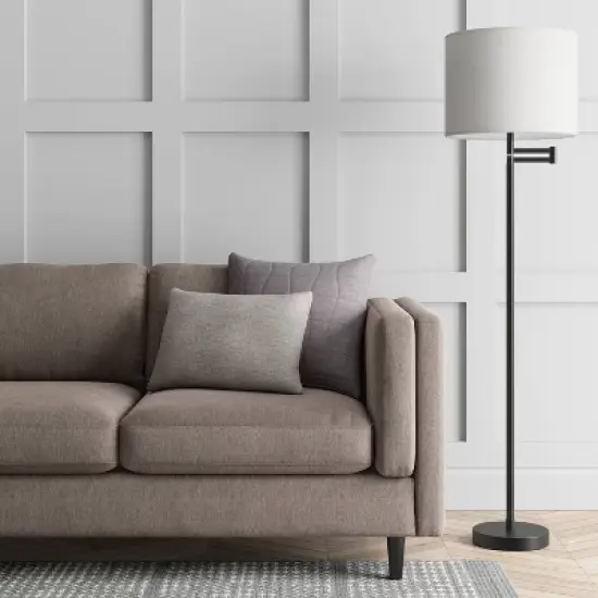 Metal Column Swing Arm Floor Lamp Black - Threshold&trade; image {1}