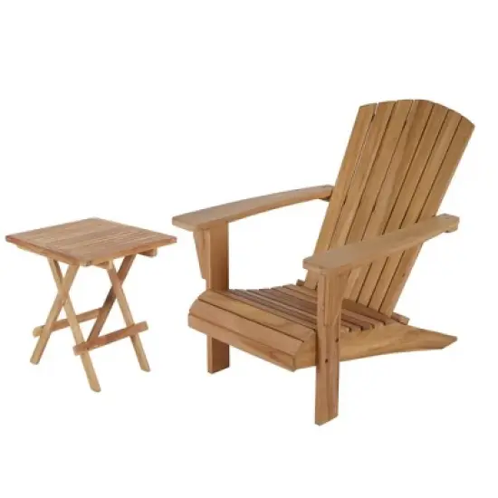 Yardgrace Teak Adirondack Chair with Table 2PCS image {8}