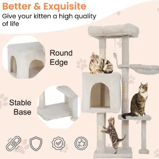 FDW Multi-Functional Cat Tree for Climbing Scratching and Resting Cat Tower for Indoor Cats with Cat Scratching Post Cat Condo Furniture image {5}