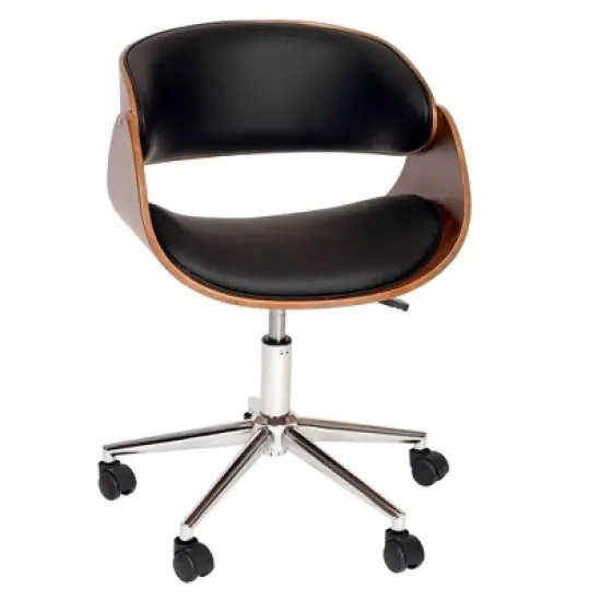 Julian Modern Chair Black/Walnut Veneer Back/Chrome - Armen Living image {1}