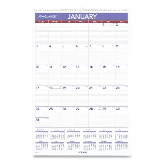 Monthly Wall Calendar with Ruled Daily Blocks, 20 x 30, White Sheets, 12-Month (Jan to Dec): 2026 image {4}
