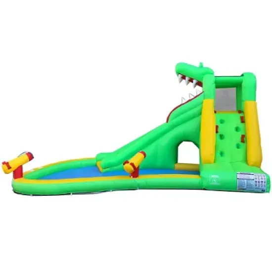 Pogo Bounce House Backyard Kids Home Water Park Inflatable Water Slide Gator with Splash Pool image {4}