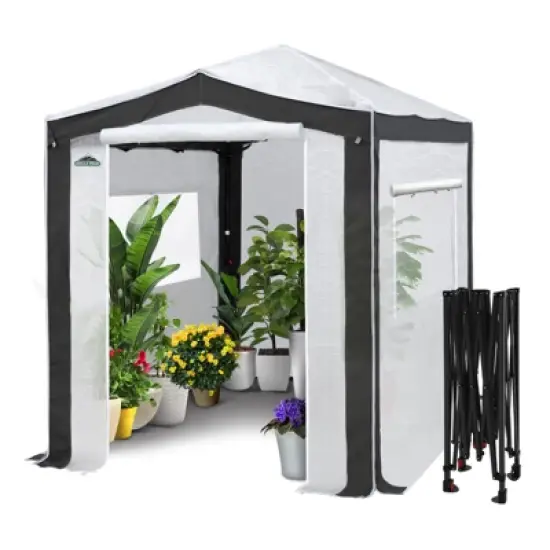 EAGLE PEAK 8'x6' Portable Walk in Greenhouse with Polyester Reinforced Corners, Gray/White image {9}