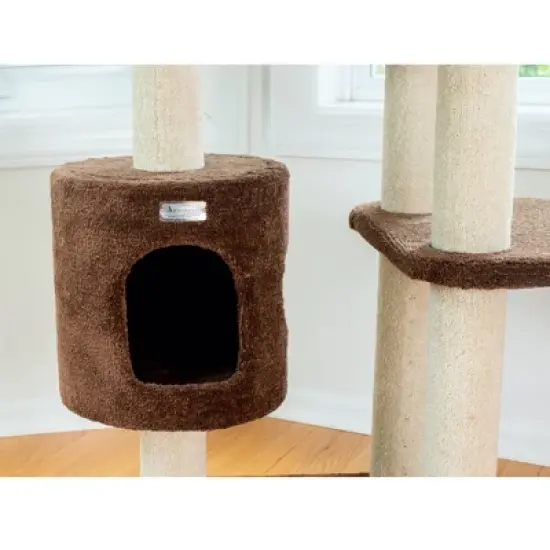 Armarkat 3-Level Carpeted Real Wood Cat Tree Condo Kitten Play House - Brown image {3}