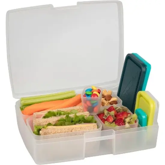 Bentology Bento Lunch Box Set w 5 Removable Nesting Containers- Adaptable Inner Compartment Portion Sizes- Back to School, BPA Free- Dishwasher Safe image {6}