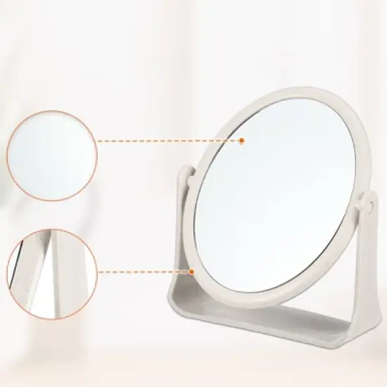 Unique Bargains Plastic Double-Sided Rotating Round Makeup Mirror 1 Pc image {4}