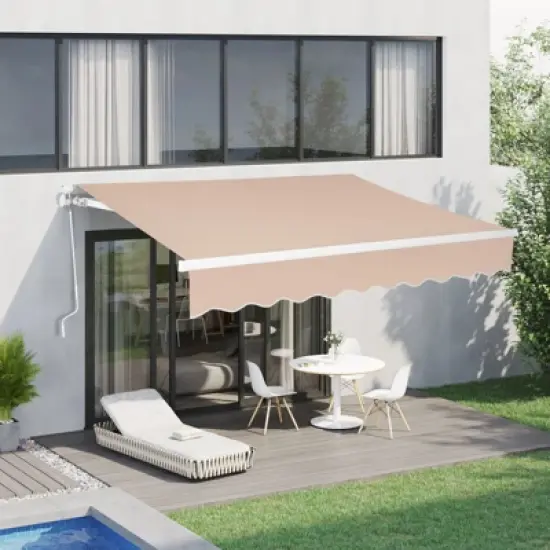 Karl Home | 12 ft. x 10 ft. Brown  Polyester Cover Retractable Patio Awning image {3}