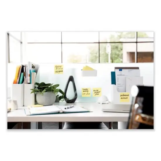 Post-it Notes Super Sticky 100% Recycled Paper Super Sticky Notes, 3" x 3", Canary Yellow, 70 Sheets/Pad, 5 Pads/Pack image {3}
