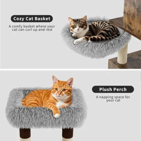 59 Inch Cat Tree, 2-in-1 Cat Tower Multi-Level Durable Cat Scratching Sisal Post, Removable Washable Cushion, Multipurpose Litter Box Enclosure image {3}