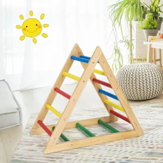 Costway Climbing Triangle Ladder, Wooden Triangle Climber, Educational Triangle Climber image {7}