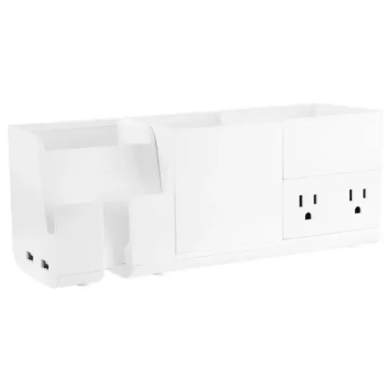 4pc Office Konnect Stackable Desk Organizer & Power Station White - Bostitch: Charging Station, Office Supplies, Metal & Plastic image {1}