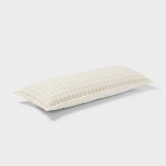 Gingham OS Oblong Dec Pillow Khaki/Ivory - Threshold&trade;: Cotton Rectangle Lumbar Support, Indoor Use image {2}