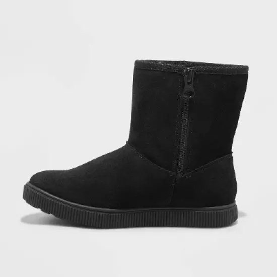 Girls' Hannah Zipper Suede Shearling Style Boots - Cat & Jack&trade; image {1}