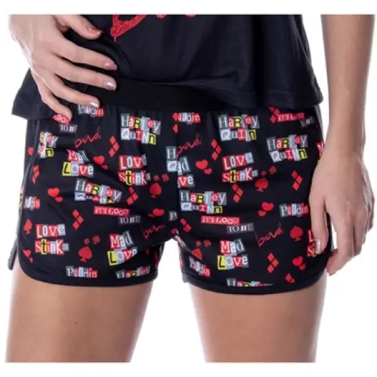 DC Comics Women's Harley Quinn Good To Bad Tank And Shorts Pajama Set Black image {3}