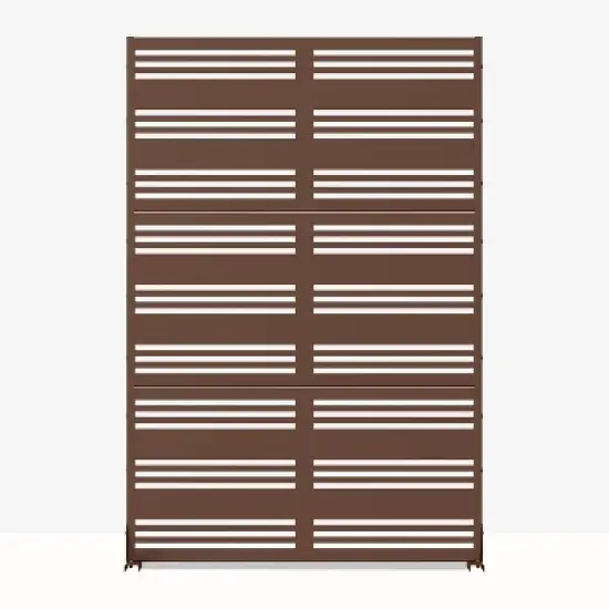 PexFix 72 in. H x 47 in. W Outdoor Metal Privacy Screen Stripe Pattern in Brown image {4}