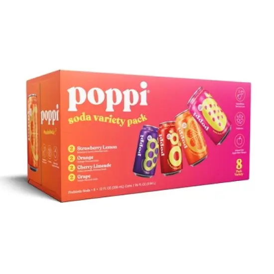 Poppi Fruit Prebiotic Beverage Variety Pack - 8pk/12 fl oz Cans image {4}
