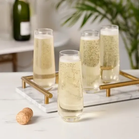 True Stemless Champagne Flutes Glasses - Stemless Mimosa Glasses - Wine Flutes Glass 9oz Set of 4 image {3}