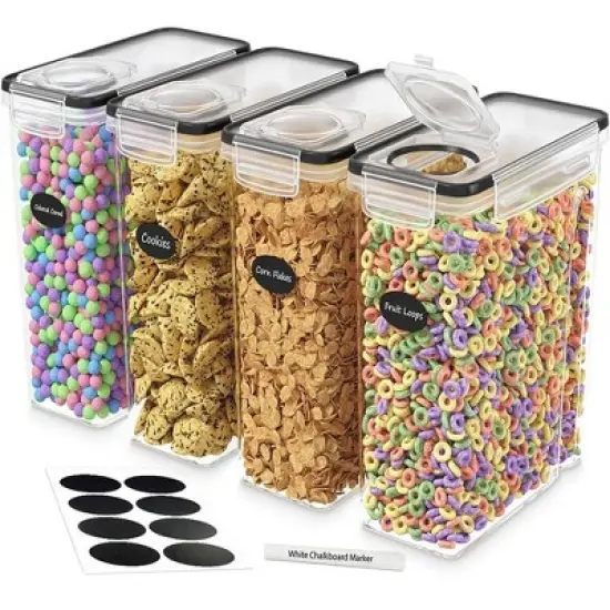 DW&Euml;LLZA KITCHEN Airtight Food Cereal BPA-Free Storage Containers for Pantry Organization and Storage, Flour & Sugar Includes 1 Marker & 8 Labels image {8}