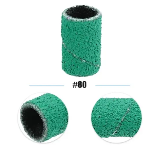 Unique Bargains Nail Drill Bits 80 Grit Sanding Bands Set Green 100 Pcs image {2}
