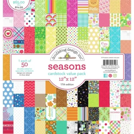 Doodlebug Cardstock Value Pack 12"X12" 50/Pkg image {2}