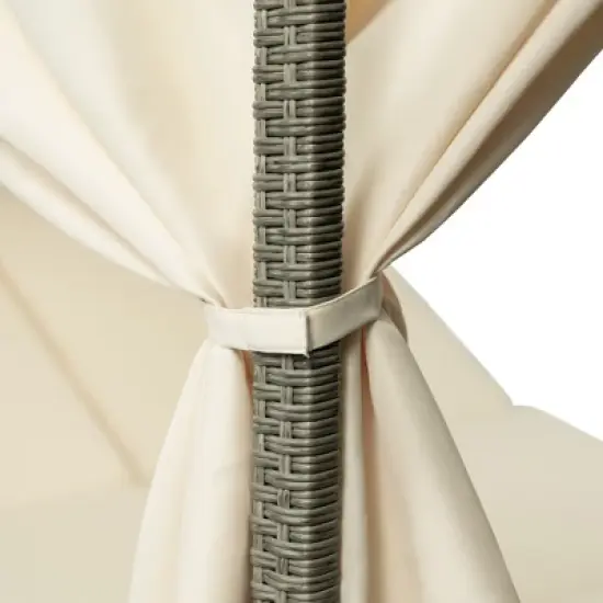 Outdoor Patio Adjustable Sun Bed, Lounge Chair Cushioned Chaise Recliner With Curtain-ModernLuxe image {10}