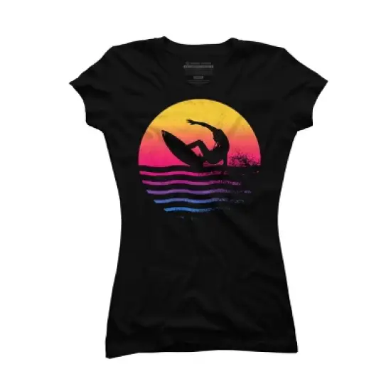 Junior's Design By Humans Surfer Waves By clingcling T-Shirt image {4}