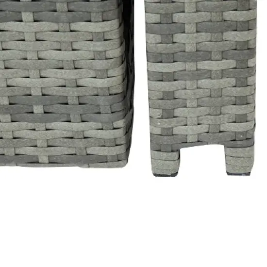 4pc Outdoor Wicker Conversation Sectional Set with Cushions - Gray - GODEER image {17}