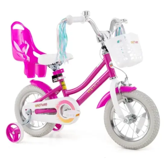 Costway 16" Kids Bicycle with Basket Doll Seat Colorful Streamers Training Wheels Purple image {10}
