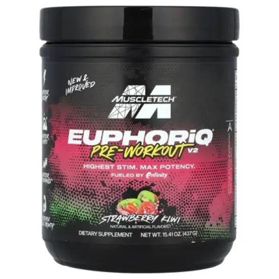 MuscleTech EuphoriQ&reg; Pre-Workout V2, Strawberry Kiwi, 15.41 oz (437 g) image {4}