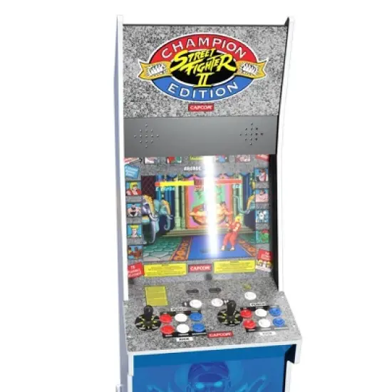 Arcade1Up Street Fighter II Champion Edition Home Arcade with Riser and Stool image {5}