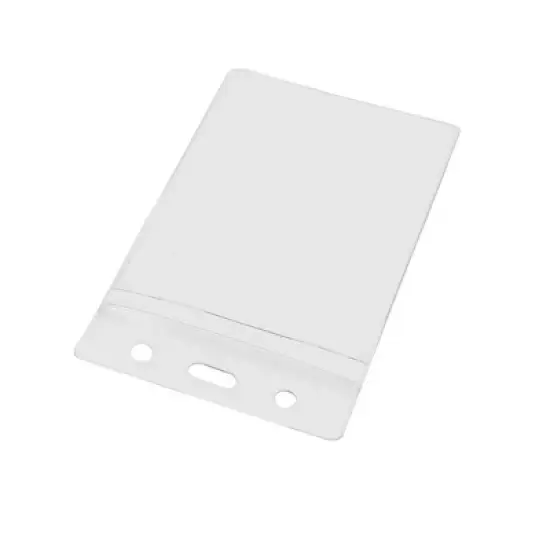 Unique Bargains Vertical Clear Plastic Self Zip ID Card Name Business Badge Holders Case 5 Pcs image {3}