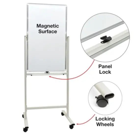 Excello Global Products Double Sided Whiteboard with Rolling Stand 40" x 24" image {1}
