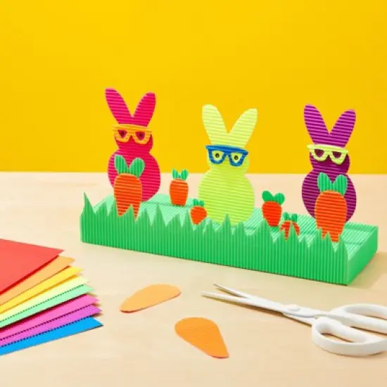 64 Pack Corrugated Cardboard Sheets for Arts and Crafts, School Projects, 8 Bright Colors, 8.3 x 11.8 in image {1}