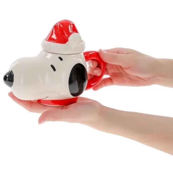 ICUP, Inc. Peanuts Santa Snoopy 14.5oz Molded Mug with Lid image {4}