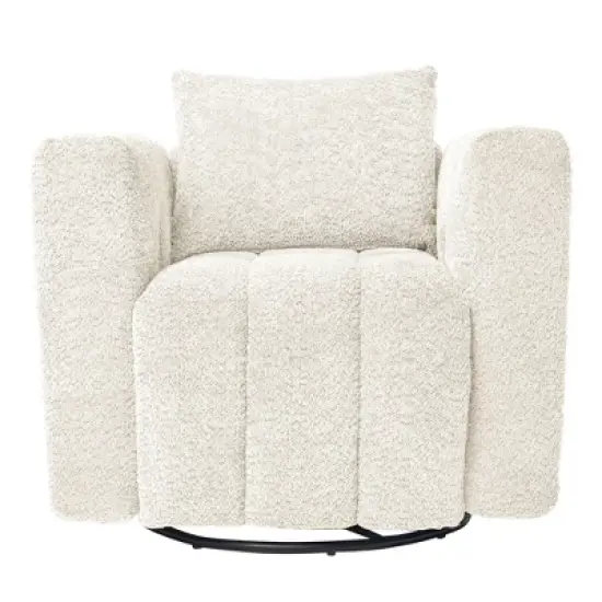 Hyleory Wooden Frame Swivel Chair with Soft Fabric Upholstery, 360&deg; Rotation, Comfortable Ergonomic Design for Living Room and Office Seating image {14}