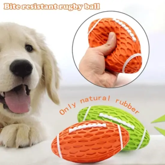 Squeaky Balls for Dogs, Rubber Football for Aggressive Chewers, Fetch Toys, Durable and Interactive Ball, Funny Squeaky Ball Heavy Duty Orange image {1}