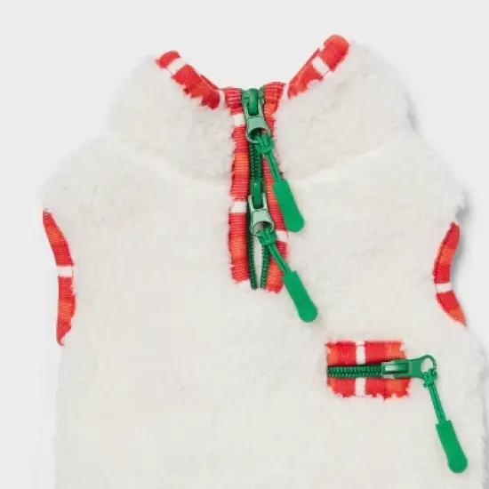 Faux Shearling Zipper with Trim Fleece Dog Vest - Wondershop&trade; Cream image {3}