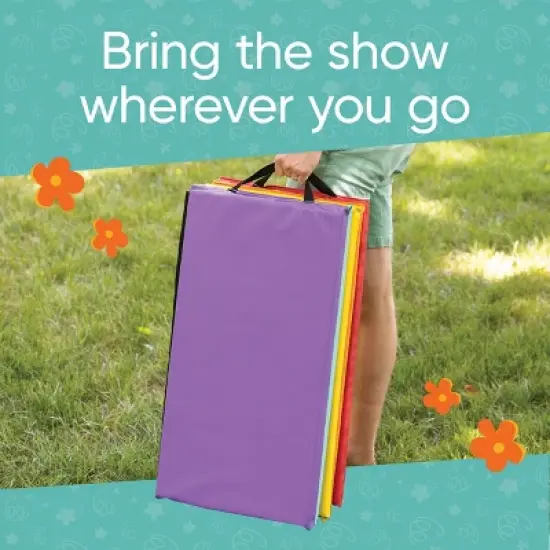 HearthSong 5-Panel Folding Kids' Gymnastics Tumbling Mat for Active Play, with Carrying Handles image {3}