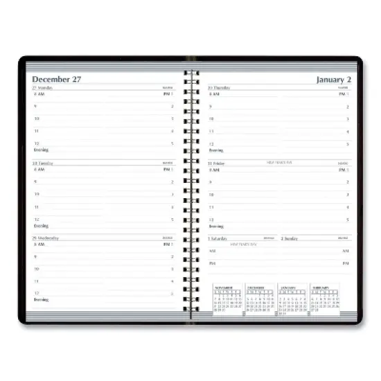 Recycled Weekly Appointment Book, 8 x 5, Black Cover, 12-Month (Jan to Dec): 2026 image {1}
