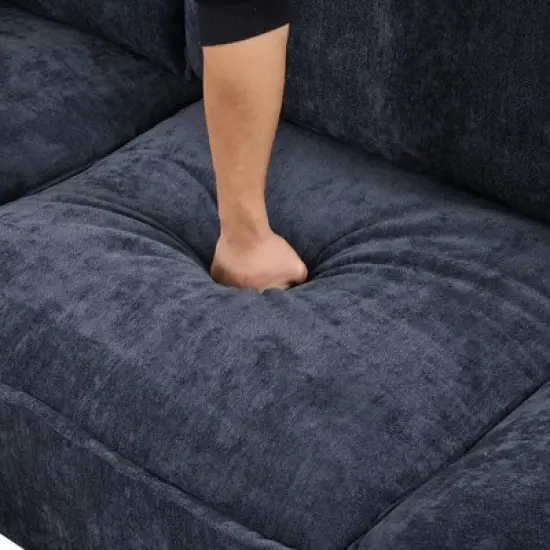 Whisen 90" U-shaped Sectional Sofa Modular Sofa Couch with a Movable Ottoman , a Coffee Table with Hidden Charging Devices image {14}