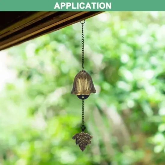 Unique Bargains Metal Vintage Outdoor Wind Chime 2.2" x 12.4" Bronze Tone 1 Pack image {3}