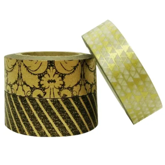 Wrapables Imperial Gold Japanese Washi Masking Tape (Set of 3) image {2}
